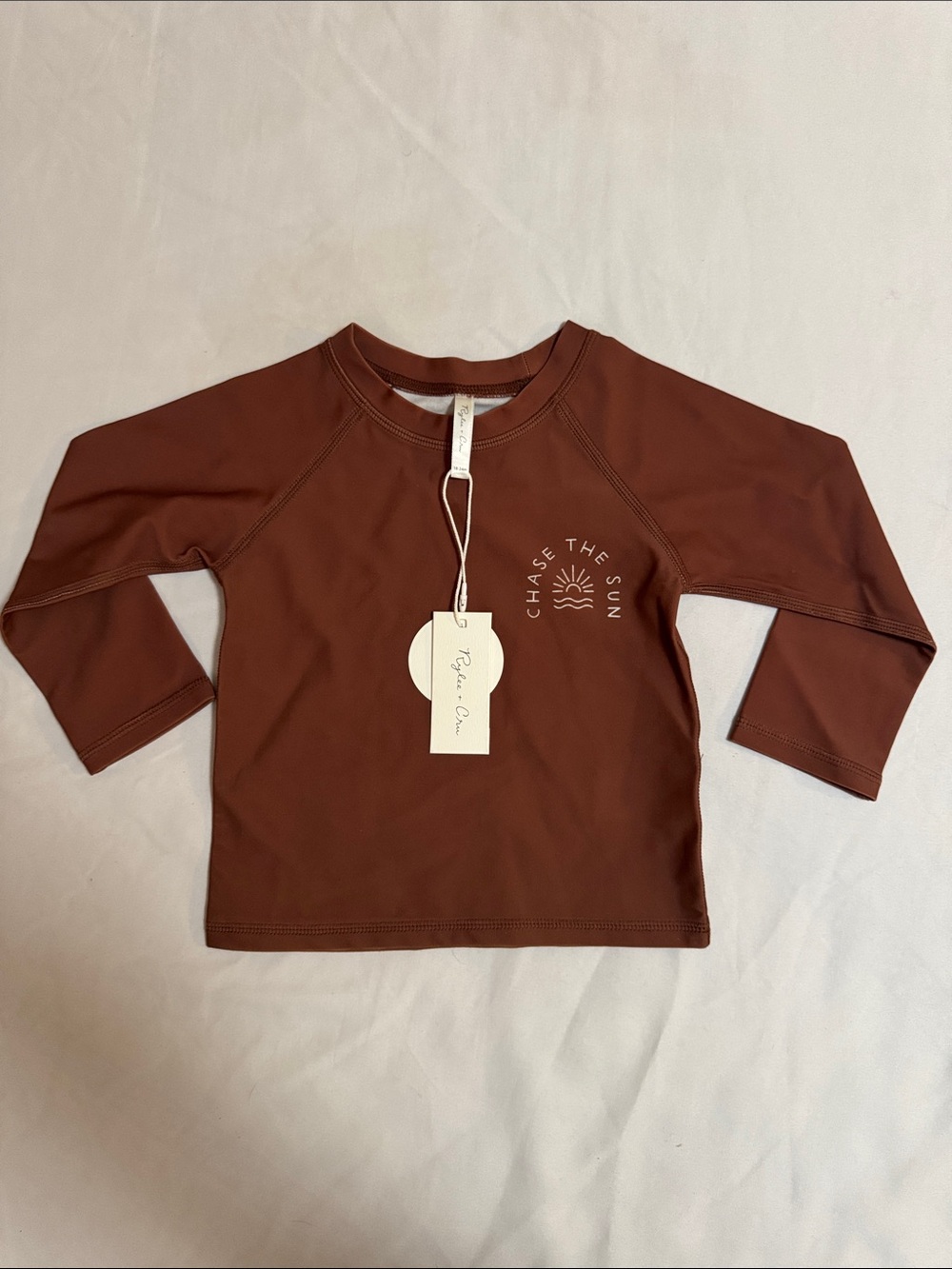Rylee + Cru Kids Brown Rash Guard Swim Top - Chase The Sun